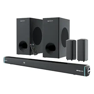 ZEBRONICS Juke BAR 9552, Dolby Audio, Dual Wireless Subwoofer & Satellite, 625 Watts, RGB LED, Bluetooth Soundbar (Black, 5.2 Channel)