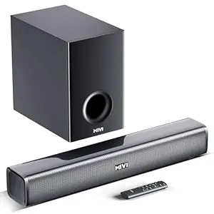 Mivi Fort H120 Soundbar, [Just Launched] 2.1 Channel, 2 in-Build Speakers and 1 External Subwoofer, Multiple EQ & Input Modes, Made in India Sound bar for TV