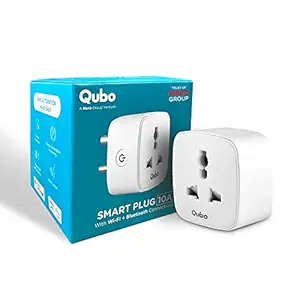 QUBO 10A Wifi + BT Smart Plug from Hero Group, Energy Monitoring, Suitable for small devices like TVs, Air Purifiers, Mobile & Laptop Chargers (Voice Control with Amazon Alexa and Google Assistant)