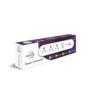 wipro Smart Wi-Fi Usb Extension Board With 3 Universal Socket & 3 Usb|Voice Control With Alexa&Google Asst|Energy Monitoring Feature For Connected Device|Schedule On/Off (Pack Of 1,White),12 Volts