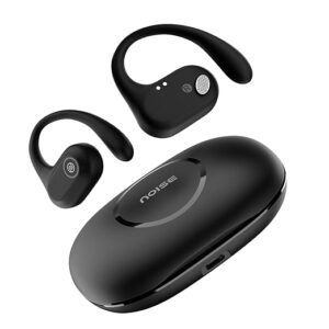 Noise Pure Pods Wireless Open Ear Earbuds with AirWave™ Technology,Up-to 80H Playtime,Quad Mic with ENC,16mm Neodymium Dynamic Driver,Detachable Pure Band,BTv5.3 (Power Black)
