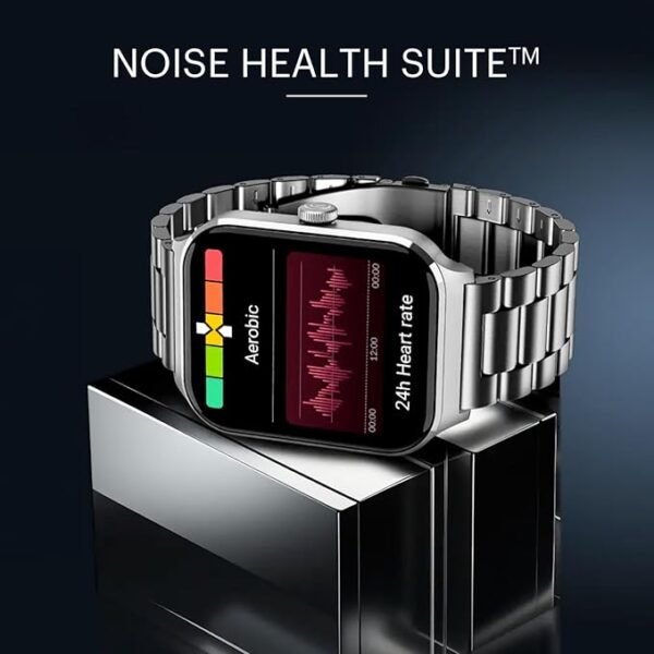 Noise Canvas Smart Watch with 1.96" Vivid Display, Functional Crown, BT Calling, 150+ Watch Faces, AI Voice Assistant, Health Suiteᵀᴹ, 100+ Sports Modes, IP67, Upto 7 Days Battery (Elite Black)