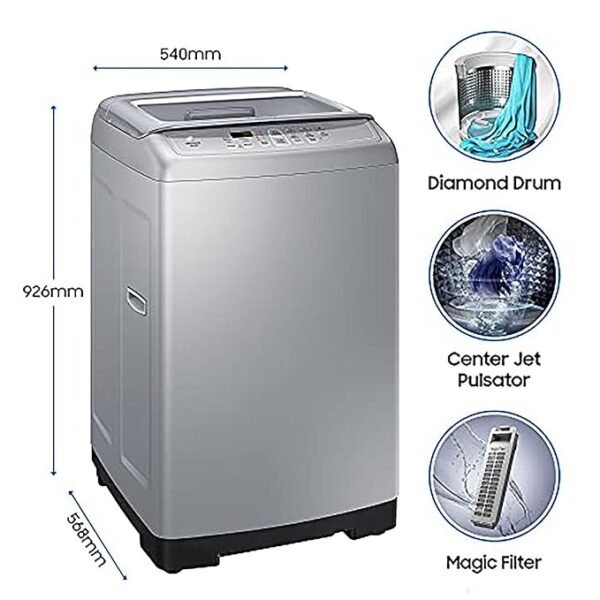 Samsung 7 kg, Fully-Automatic Top Load Washing Machine (WA70A4002GS/TL, Imperial Silver)