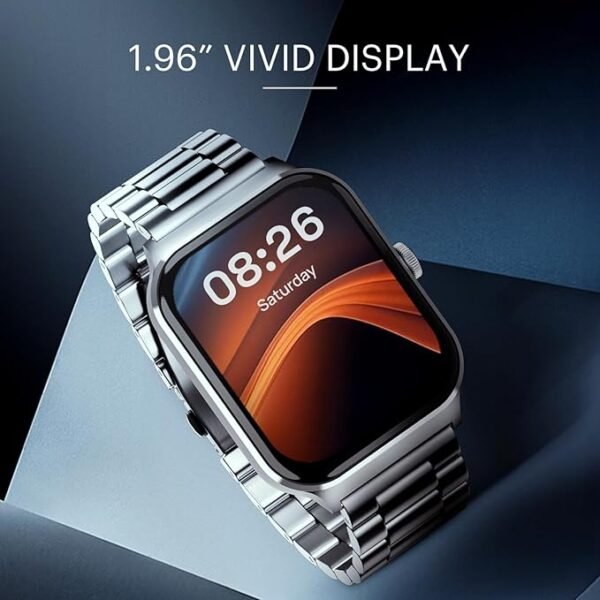 Noise Canvas Smart Watch with 1.96" Vivid Display, Functional Crown, BT Calling, 150+ Watch Faces, AI Voice Assistant, Health Suiteᵀᴹ, 100+ Sports Modes, IP67, Upto 7 Days Battery (Elite Black)