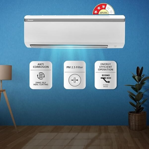 Daikin 0.8 Ton 3 Star, Fixed Speed Split AC (Copper, PM 2.5 Filter, 2022 Model, FTL28U, White)