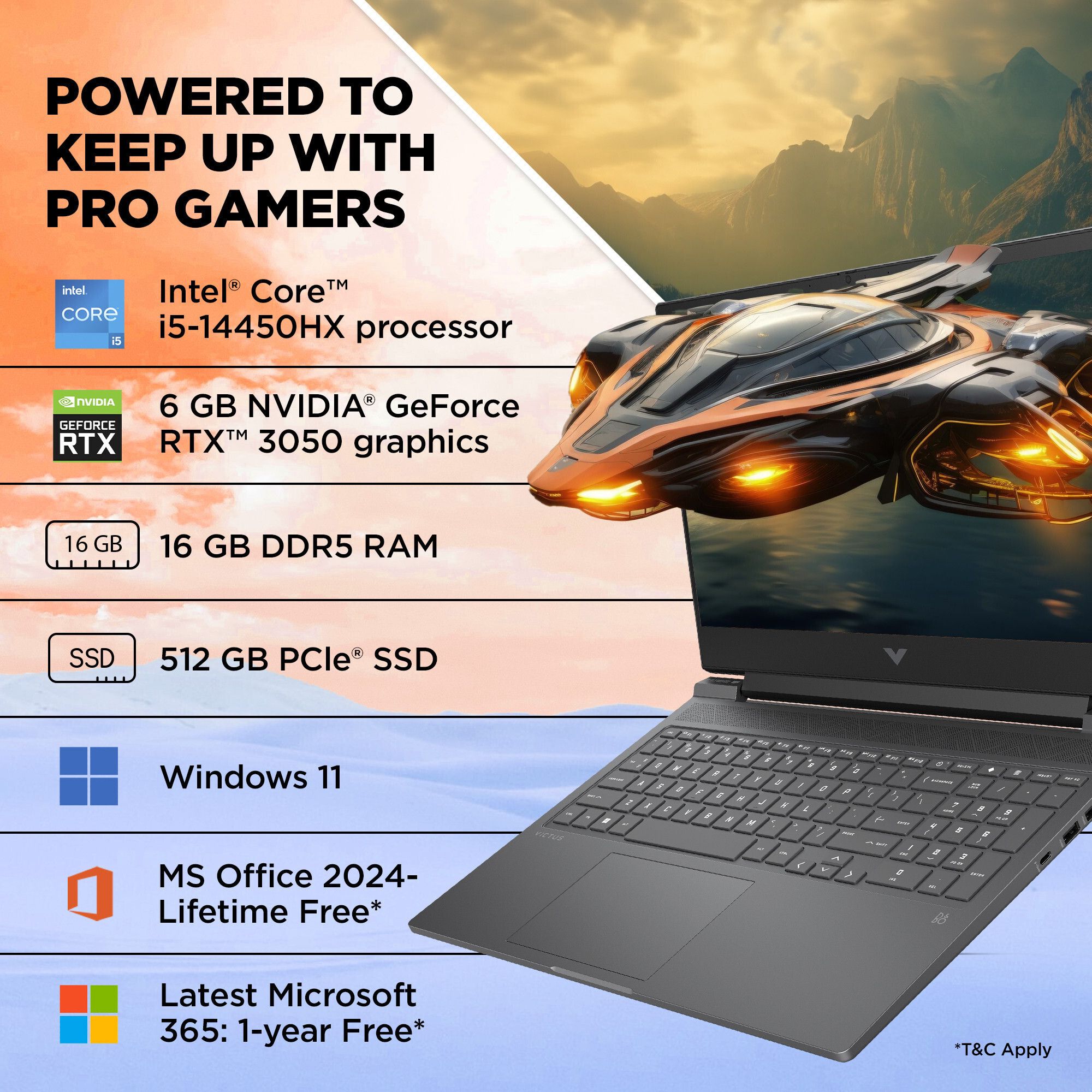 HP Victus Intel Core i5 14th Gen 14450HX - (16 GB/512 GB SSD/Windows 11 Home/6 GB Graphics/NVIDIA GeForce RTX 3050/144 Hz) 16-r1703TX Gaming Laptop (16.1 inch, Mica Silver, 2.31 kg, With MS Office)